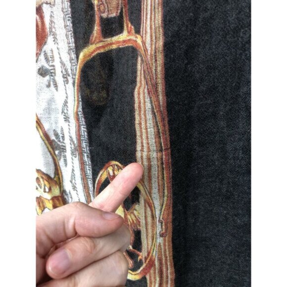 Captiva Cashmere Equestrian Featherweight Scarf Black & Gold Old Money Preppy - Picture 7 of 8